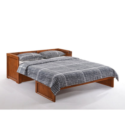 Night & Day Furniture Cube Cabinet Murphy Chest Bed With 6 Inch Memory Foam Mattress (Queen, Hickory Oak)